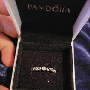 Retired Pandora light pink CZ swirl ring -8